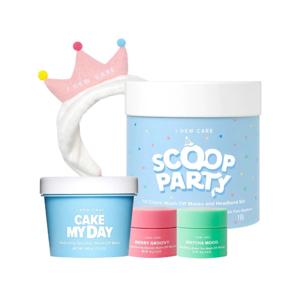 I Dew Care Scoop Party Ice Cream Wash Off Masks and Headband Set